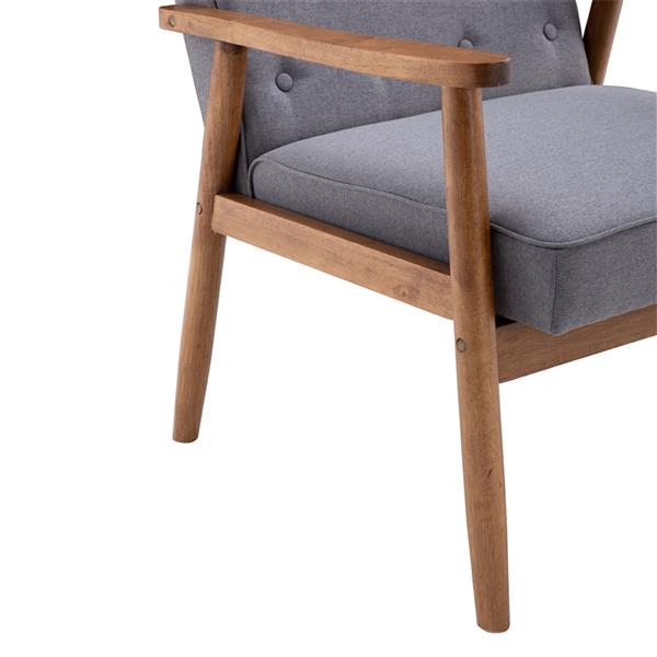 (75 x 69 x 84)cm Retro Modern Wooden Single Chair, Grey Fabric