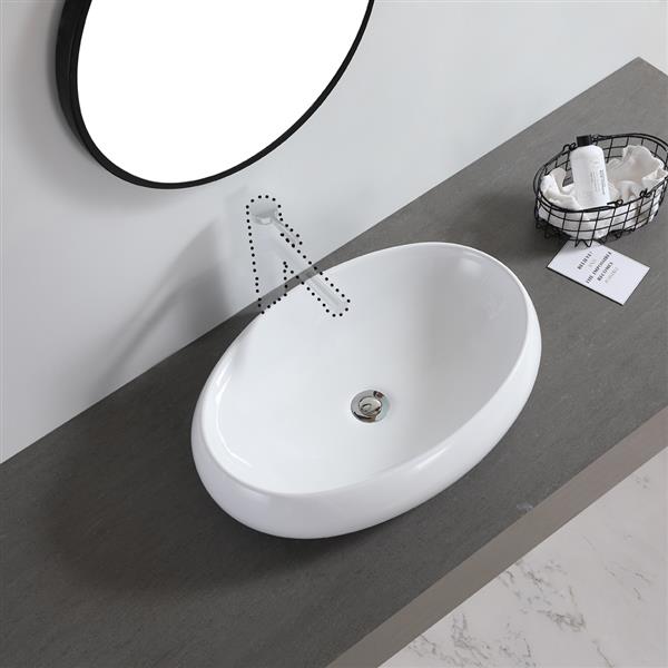 Ceramic Basin Above Counter Basin Curved Oval White