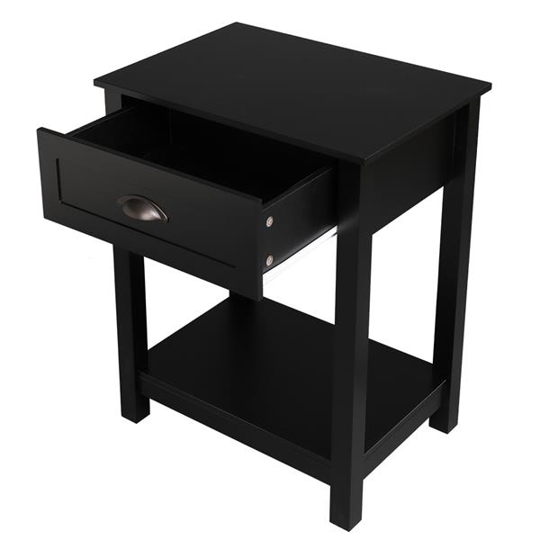 1-Drawer Nightstand End Table Black