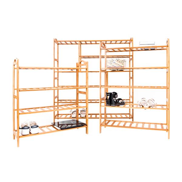 6-layer Portable Bamboo Splint Multi-function Shoe Rack Wood Color