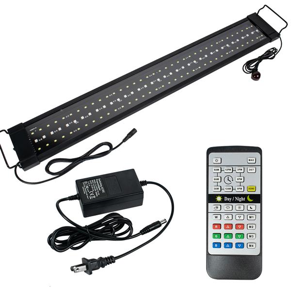 25W 108LED Solar Light Grass Lamp With Remote Control 28.54inch Suitable For 28.54-42.32inch Long Aquarium Black