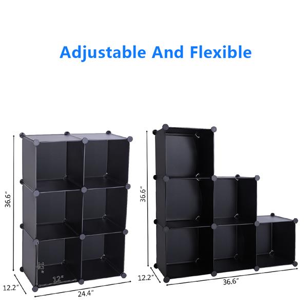 Cube Storage 6-Cube Closet Organizer Storage Shelves Cubes Organizer DIY Closet Cabinet Black