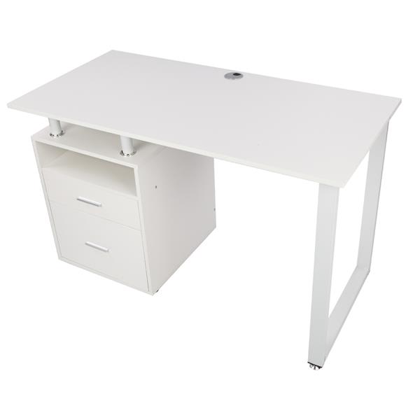 Pipe Rack Two Drawers Computer Desk White