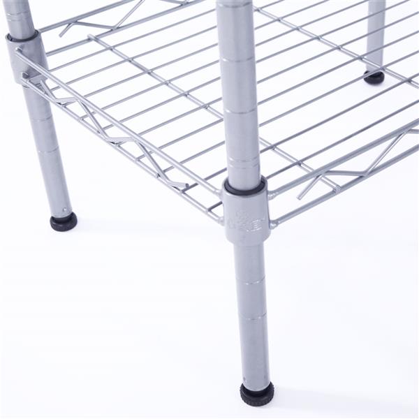 XM-207S Rectangle Carbon Steel Metal Assembly 4-Shelf Storage Rack Silver Gray