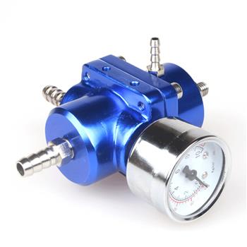 Universal Aluminum Alloy Fuel Pressure Regulating Valve + Pressure Gage + Hose Kit Blue