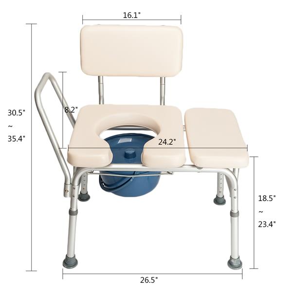 Multifunctional Aluminum Elder People Disabled People Pregnant Women Commode Chair Bath Chair Creamy White 
