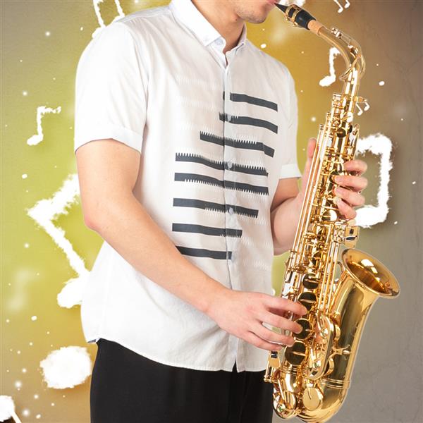 Stylish Mid-range Alto Drop E Lacquered Golden Saxophone Painted Golden Tube with Carve Patterns