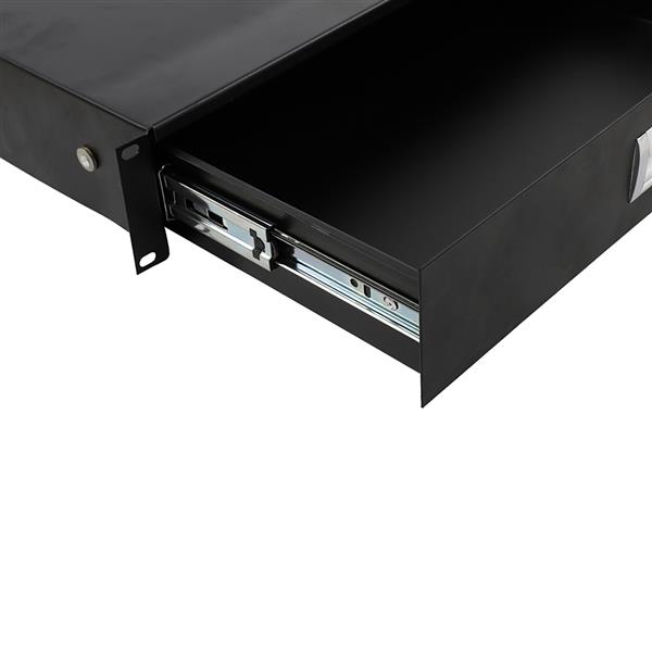 19" 2U Steel Plate DJ Drawer Equipment Cabinet with Keys Black