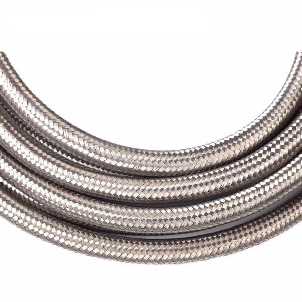 4AN 15ft Universal Stainless Steel Nylon Braided Fuel Hose Silver
