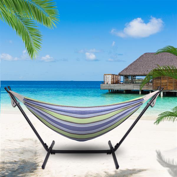 Portable Outdoor Polyester Hammock Set Green