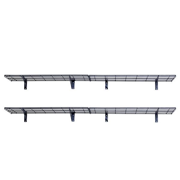 Black 2-Pack 1x6ft 12-inch-by-72-inch Wall Shelf Garage Storage Rack