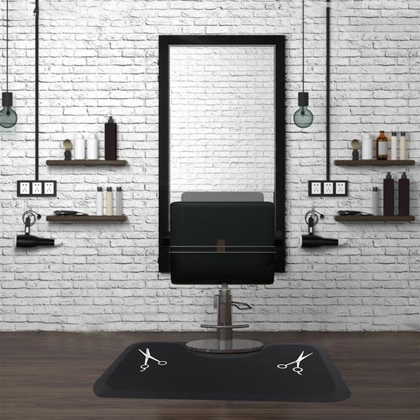 3′x 5′x 1/2" Beauty Salon Rectangle Anti-fatigue Salon Mat Scissors Pattern Black 