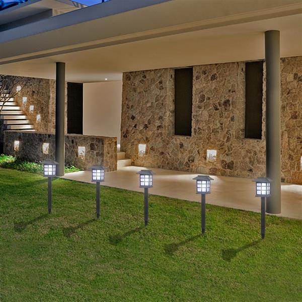6pcs White LED Solar Lantern Torch Light Garden Landscape Lighting