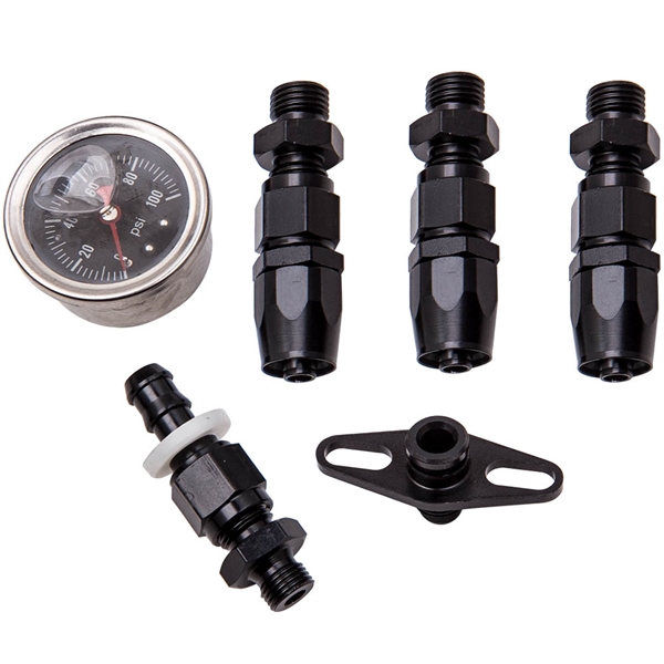Adjustable Fuel Pressure Regulator kit + 100psi Guage AN6 Fitting