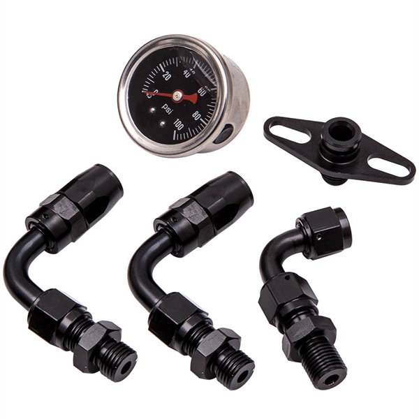 Adjustable Fuel Pressure Regulator kit + 100psi Guage AN6 Fitting