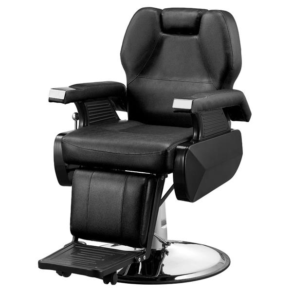 Classic Hydraulic Recline Hair Salon Iron Leather Sponge Barber Chair Black
