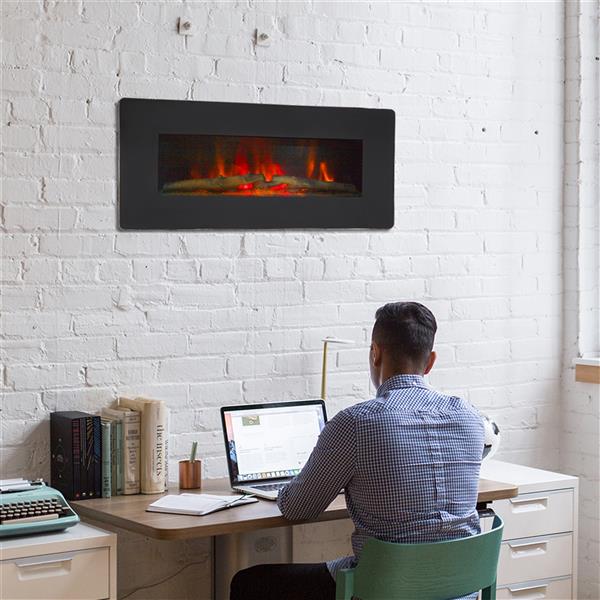 SF311-36G 36 Inch 1400W Wall Hanging / Fireplace Single Color / Fake Wood / Heating Wire / With Small Remote Control Black