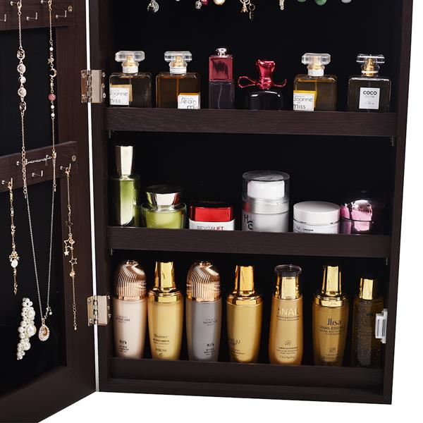 Retro PVC Wood Grain Coating Whole Body Mirror Decoration Storage Dressing Mirror Jewelry Mirror Cabinet Brown