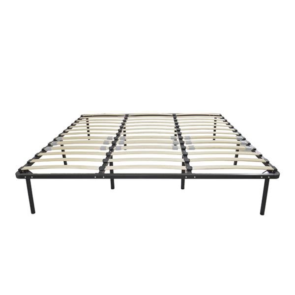 79*75*14 Wooden Bed Slat and Metal Iron Stand King Size Iron Bed Black