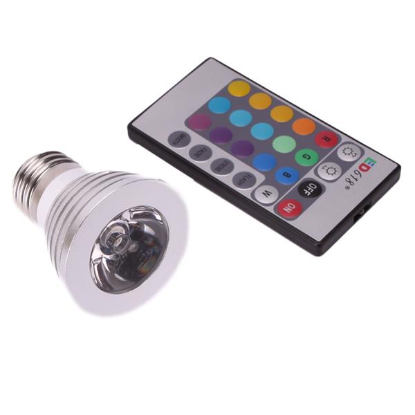 E27 3W 85V-265V 16-color Remote Control LED Spotlight