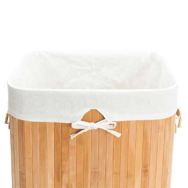 Single Lattice Bamboo Folding Basket Body with Cover Wood Color