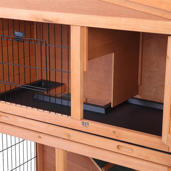 40" Triangle Roof Waterproof Wooden Rabbit Hutch A-Frame Pet Cage Wood Small House Chicken Coop Natu
