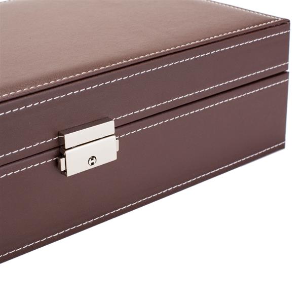 Jewelry Box 8 Slots Watch Organizer Storage Case with Lock and Mirror for Men Women Brown