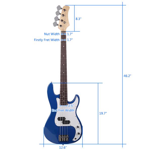 Exquisite Burning Fire Style Electric Bass Guitar Blue