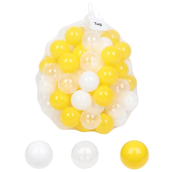 100pcs 7cm Fun Soft Plastic Ocean Ball Swim Pit Toys Baby Kids Toys （Yellow white Transparent）