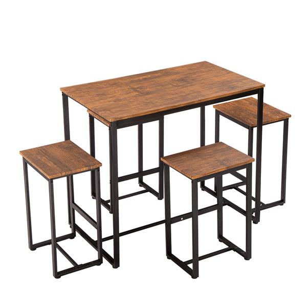 Simple Eucalyptus Pattern 87cm High Bar Table And Chair Set Of 5 [100 x 60 x 87cm]