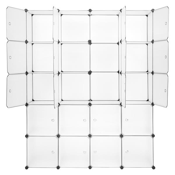 20 Cube Organizer Stackable Plastic Cube Storage Shelves Design Multifunctional Modular Closet Cabinet with Hanging Rod White