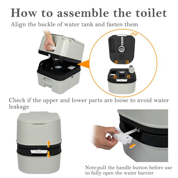 24L Portable Removable Flush Toilet Grey