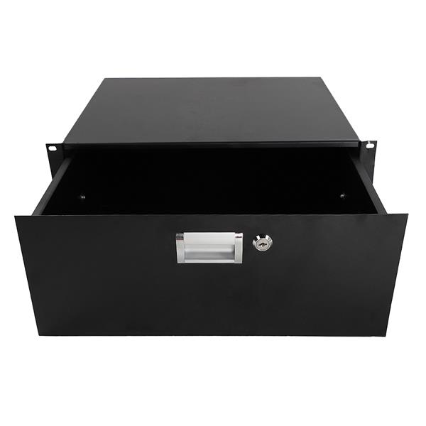 19" 4U Steel Plate DJ Drawer Equipment Cabinet with Keys Black