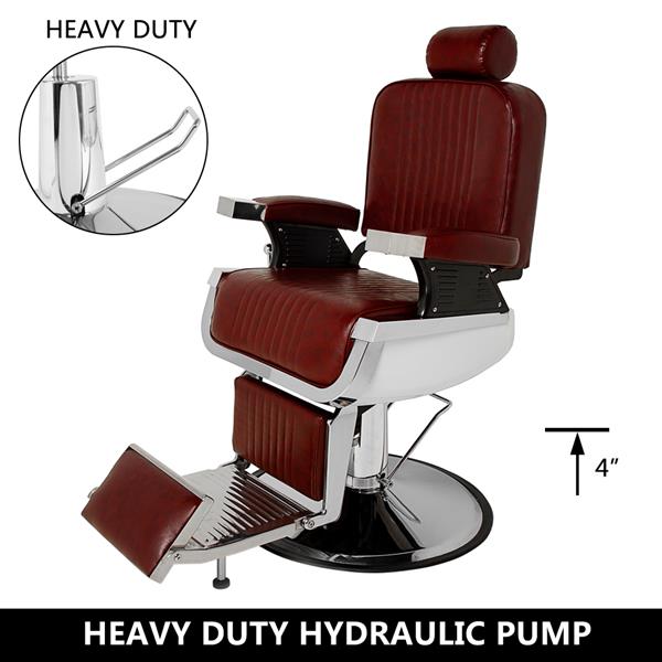 All Purpose Recline Hydraulic Barber Chair Heavy Duty Salon Spa Beauty Equipment Burgundy