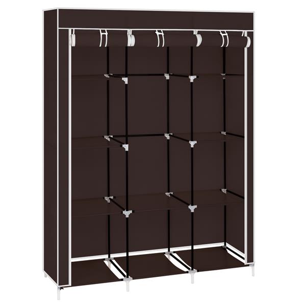 67" Portable Closet Organizer Wardrobe Storage Organizer with 10 Shelves Quick and Easy to Assemble Extra Space Dark Brown 