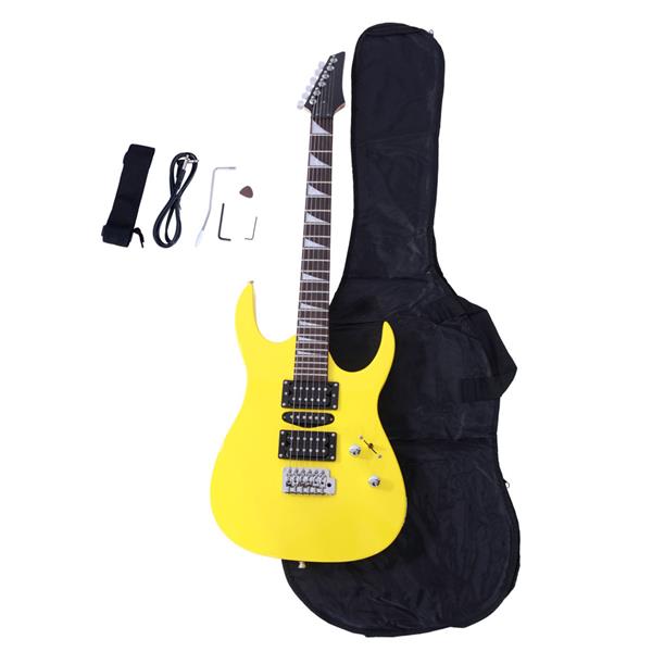 Novice Entry Level 170 Electric Guitar HSH Pickup   Bag   Strap   Paddle   Rocker   Cable   Wrench Tool Yellow