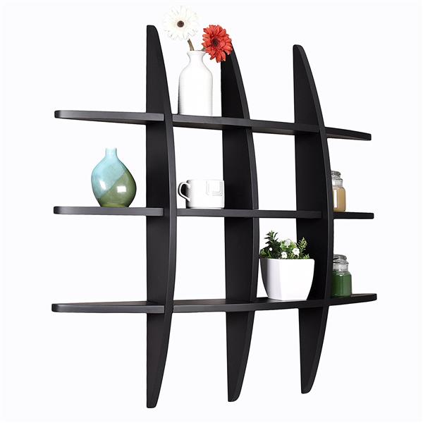 Cross Display Wall Shelf MDF Black