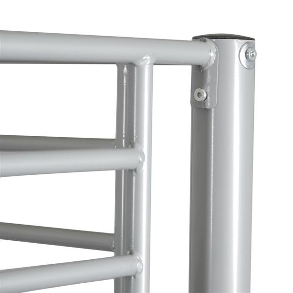 Iron Bed Bunk Bed with Ladder for Kids Twin Size Gray