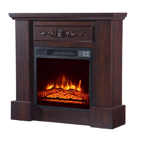 SF103-18g   HA203-32 32 "Wood Brown Fireplace Cabinet 1400W Single Color / Fake Firewood / Heating Wire / With Small Remote Control Movement Black