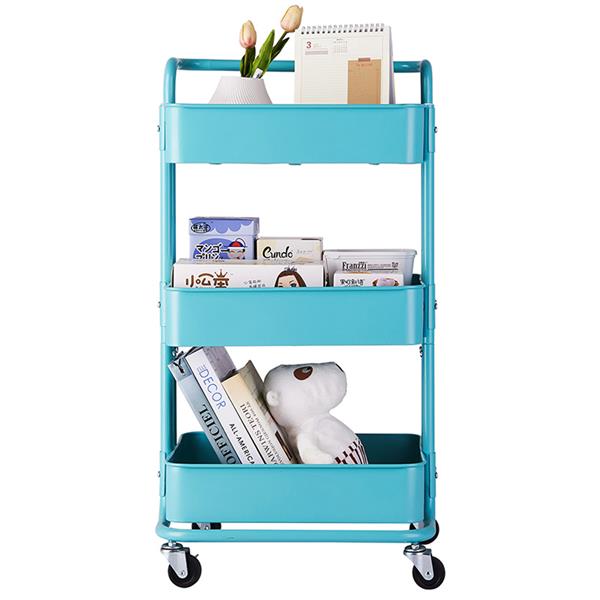 3-Tier Home Kitchen Storage Utility cart with handle-Turquoise