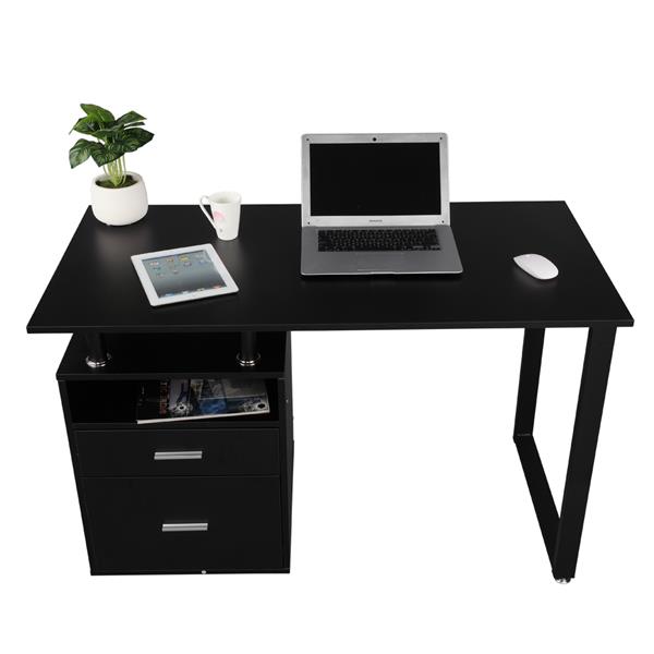 Pipe Rack Two Drawers Computer Desk Black