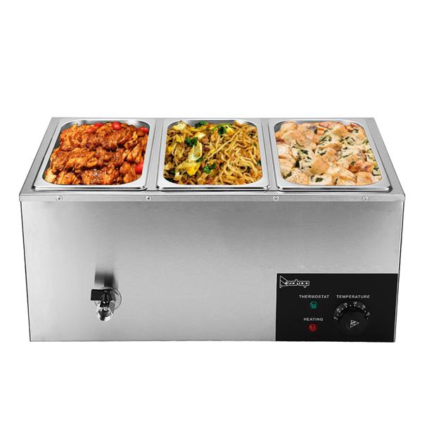 XTC1P-1/3 110V 600W 6.9QT/6.5L 3 Cells Bain Marie Food Warmer