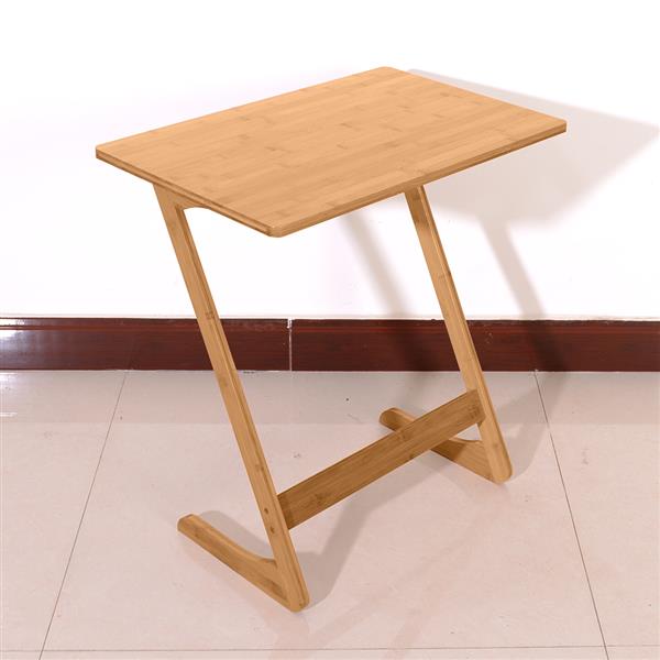 60x40x65cm Z-shaped Bamboo Sofa Side Table Sandal Wood Color