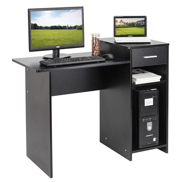 High-quality Integrated Melamine Board Computer Desk with Drawer 8526 Black