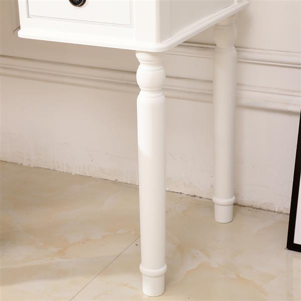 【】Dresser Three-Fold Square Mirror Drawers Roman Column Table/Stool White