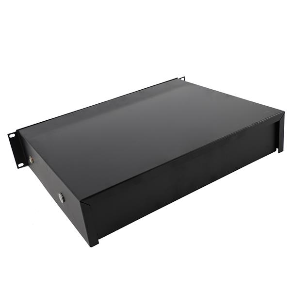 19" 2U Steel Plate DJ Drawer Equipment Cabinet with Keys Black