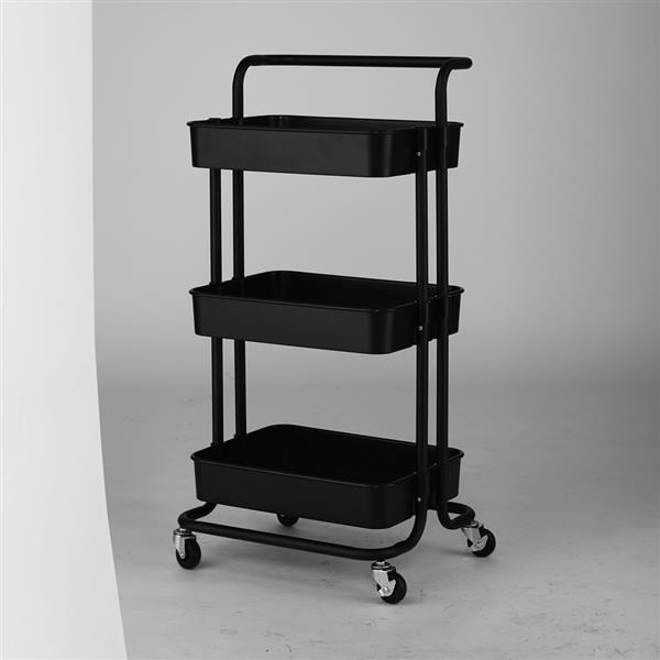 3-Tier Home Kitchen Storage Utility cart Metal&ABS -Black