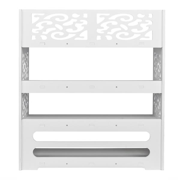 Wood-plastic Board Four Tiers Carved Shoe Rack White B