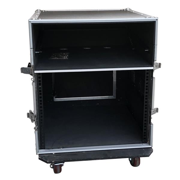4U 8U 12 Space Rack Case with Slant Mixer Top DJ Mixer Cabinet with 4pcs casters Black & Silver 