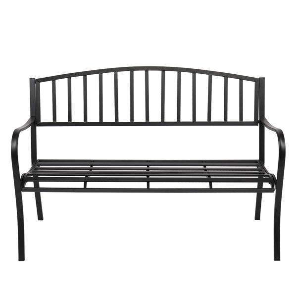 51" Patio Park Garden Outdoor Bench Patio Porch Chair Vintage Backyard Seat Furniture Iron Frame Black